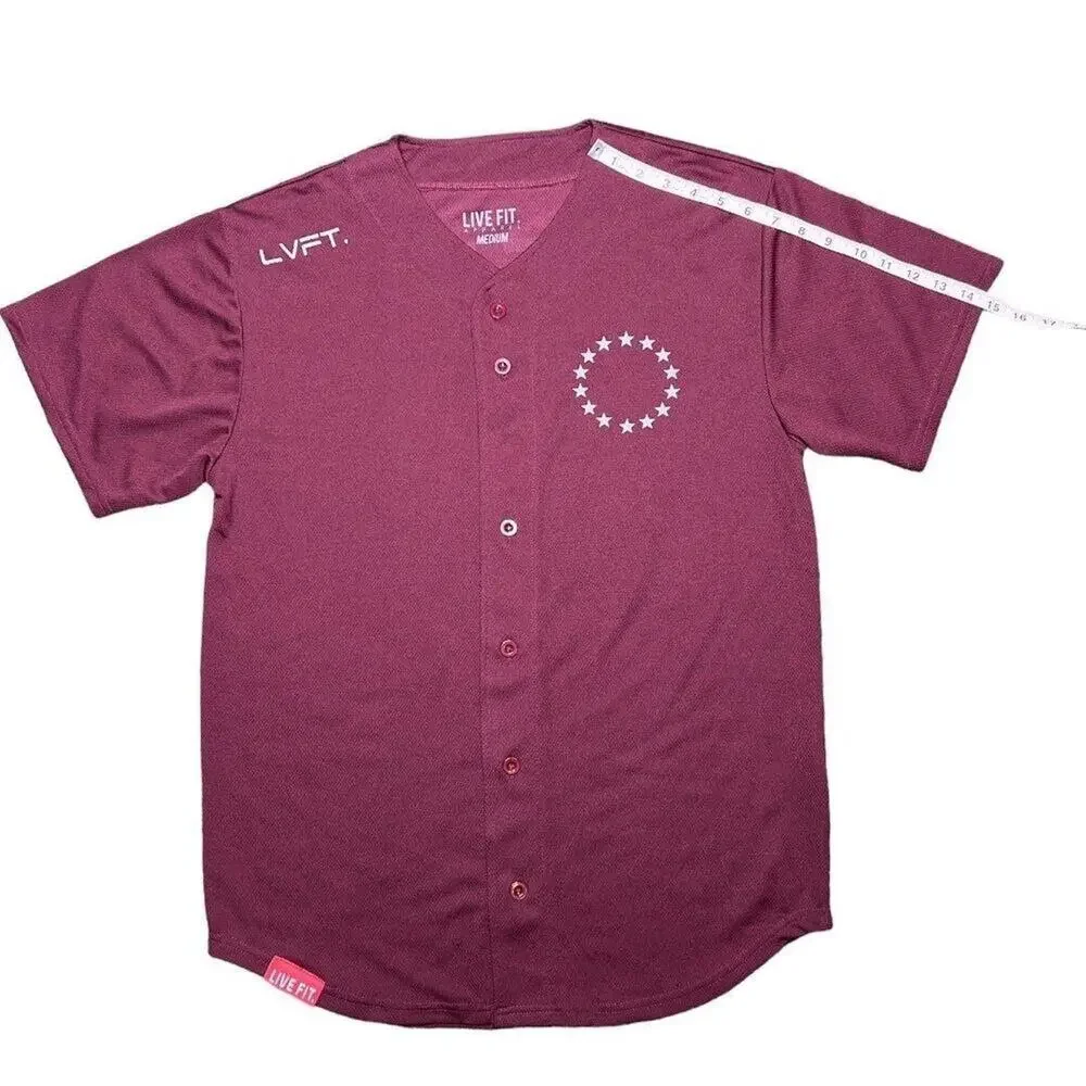 LVFT Live Fit. Apparel Mens Button Down Baseball Jersey for‎ The Gym Size M
